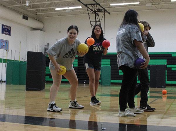 Students posing for the camera in PE